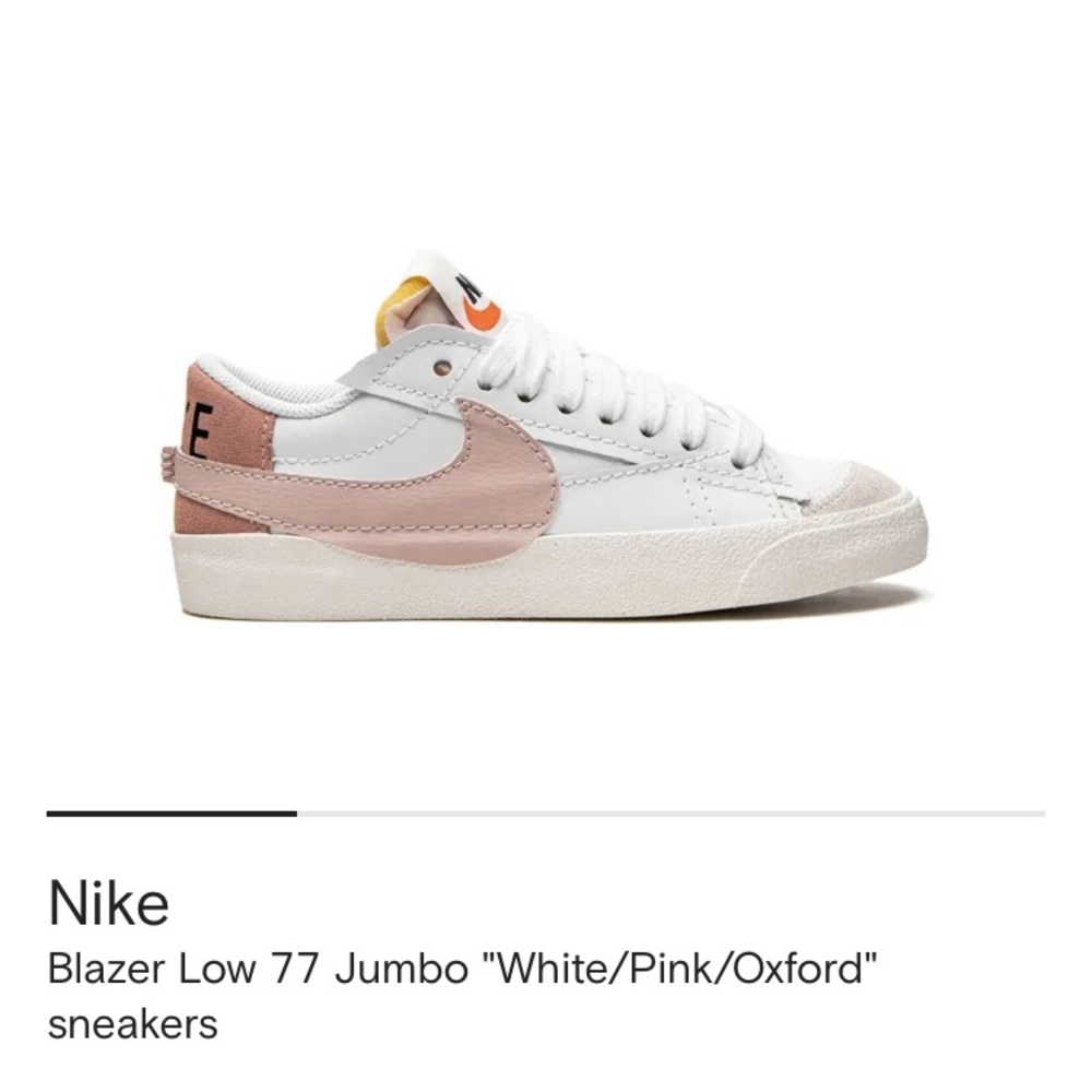 Nike Blazer Low 77 Jumbo "White/Pink/Oxford" Sneaker. Size